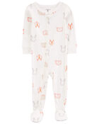 Toddler 1-Piece Animals 100% Snug Fit Cotton Footie Pajamas, image 1 of 4 slides