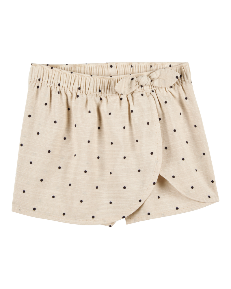 Toddler Polka Dot Linen Look-Alike Skort - Tan, image 1 of 7 slides