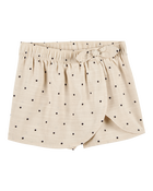 Toddler Polka Dot Linen Look-Alike Skort - Tan, image 1 of 7 slides