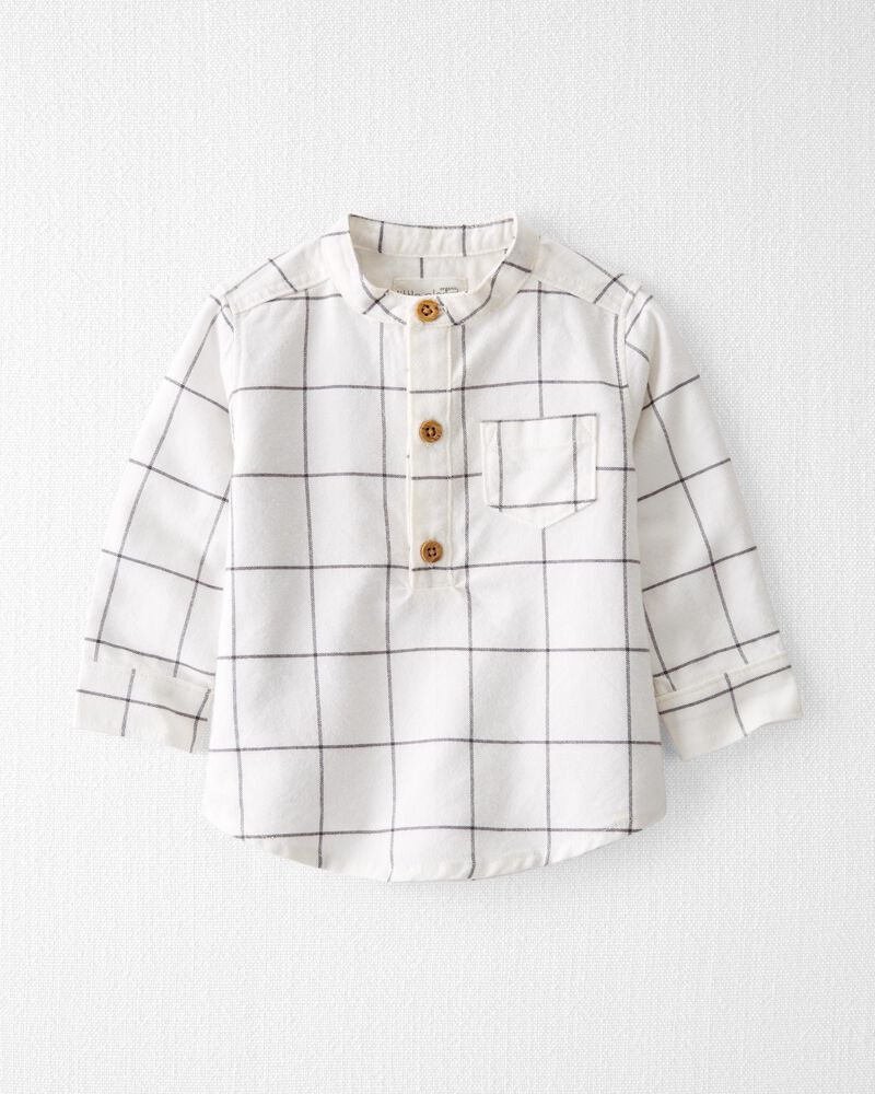 Baby Organic Cotton Plaid Flannel Henley Shirt, image 1 of 4 slides