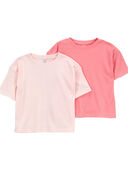 Pink - Kid 2-Pack Loose Fit Cropped Pajama Shirts