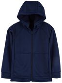 Navy - Kid Hooded Zip Jacket In Unstoppable French Terry