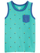Blue - Toddler Cotton Jersey Pineapple Print Graphic Tank