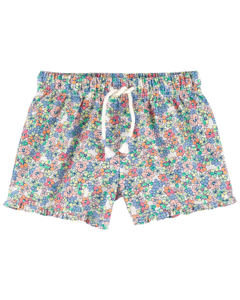 Baby Floral Print Drawstring Sun Shorts, image 1 of 2 slides
