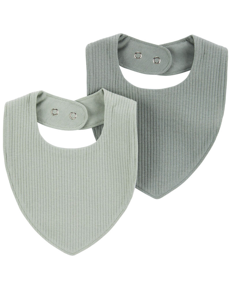 Baby 2-Pack Sage Green Bandana Bibs, image 1 of 3 slides