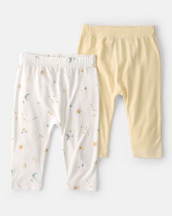 Baby 2-Pack Constellation PurelySoft Pants - Yellow/Cream, 