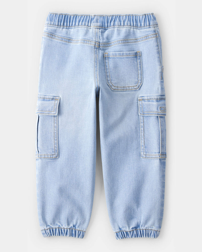 Toddler Boy Mid-Rise Denim Cargo Joggers - Blue, image 2 of 5 slides