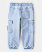 Toddler Boy Mid-Rise Denim Cargo Joggers - Blue, image 2 of 5 slides