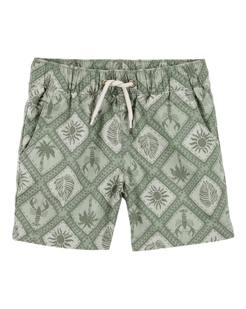 Baby Tile Print Drawstring Shorts - Green, 