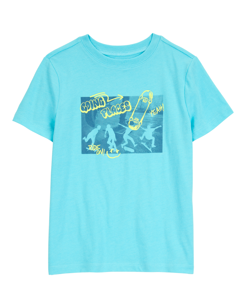 Kid Going Places Short-Sleeve Graphic Tee - Turquoise, image 1 of 3 slides