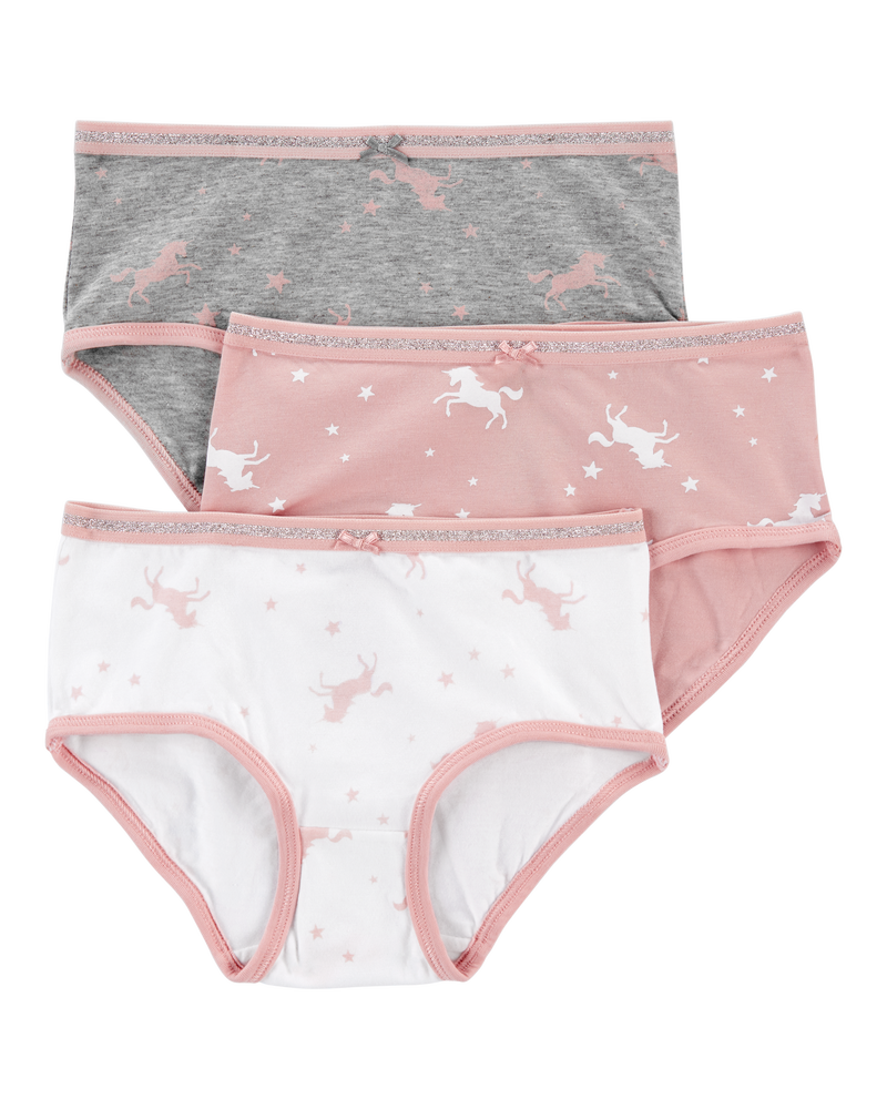 3-Pack Unicorn Print Brief Cotton Underwear, image 1 of 2 slides