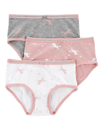 3-Pack Unicorn Print Brief Cotton Underwear, 