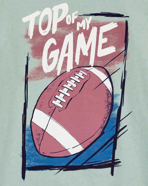 Green Kid Football Top Of My Game Graphic Tee