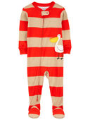 Red/Beige - Baby 1-Piece Pelican 100% Snug Fit Cotton Footie Pajamas