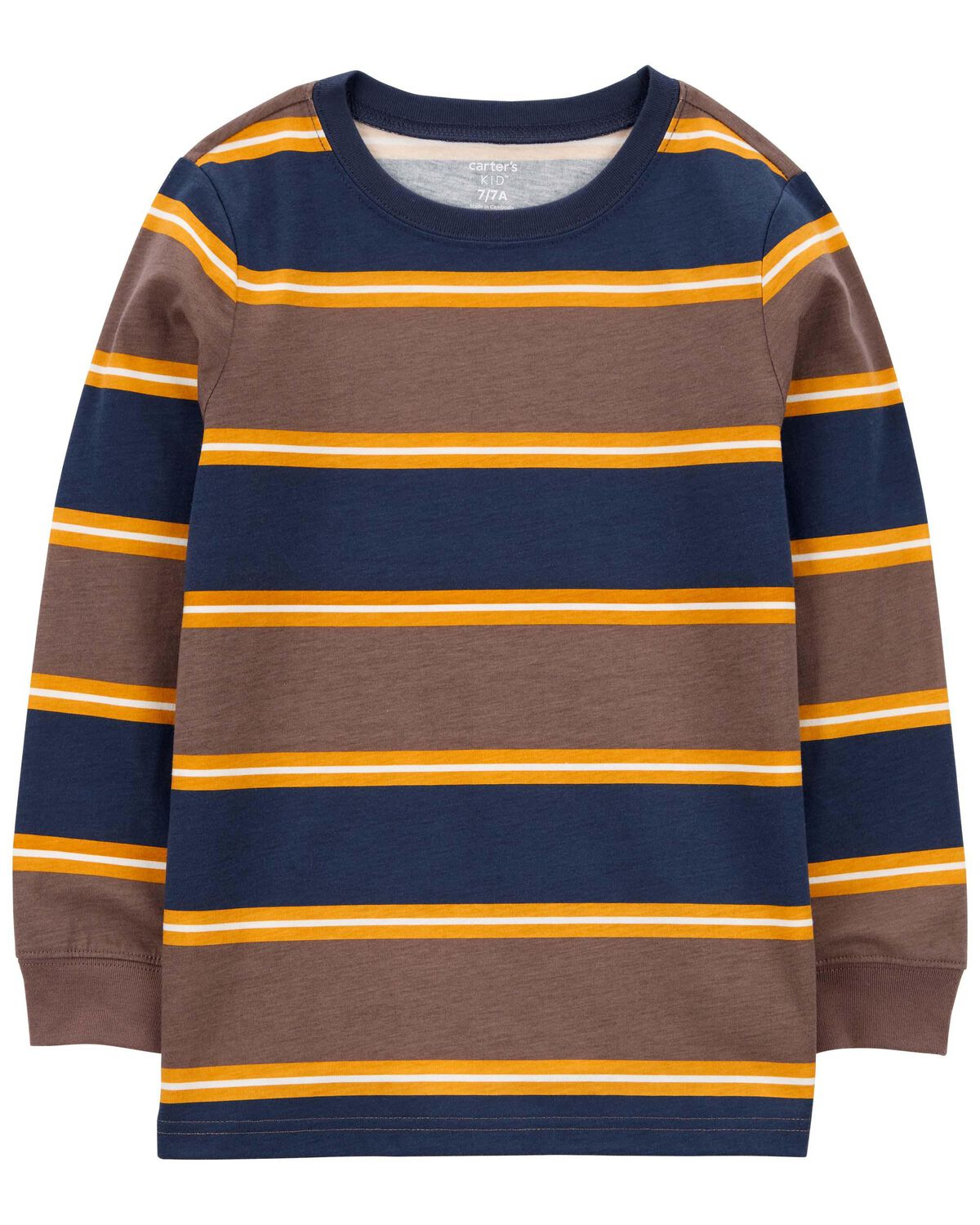 Brown/Navy Kid Striped Jersey Tee | carters.com
