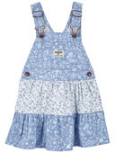 Blue - Baby Floral Print Tiered Jumper Dress