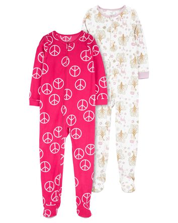 Kid 2-Pack 1-Piece Fleece Footie Pajamas, 