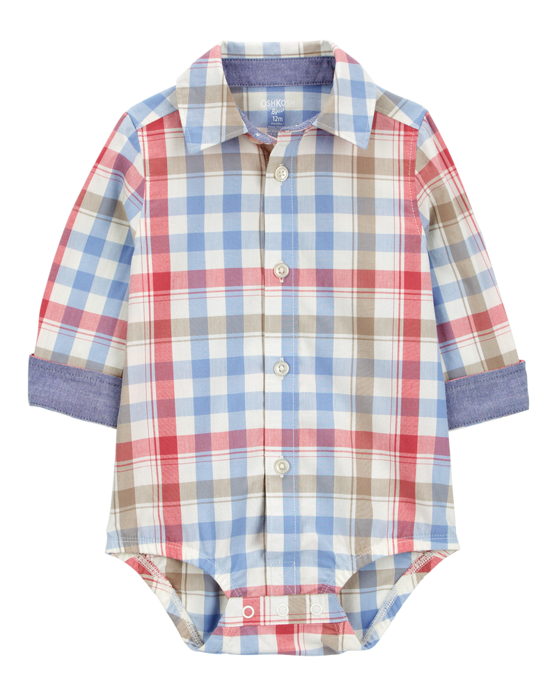 Baby Plaid Long-Sleeve Bodysuit, image 2 of 4 slides
