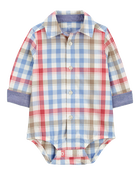 Baby Plaid Long-Sleeve Bodysuit, image 2 of 4 slides