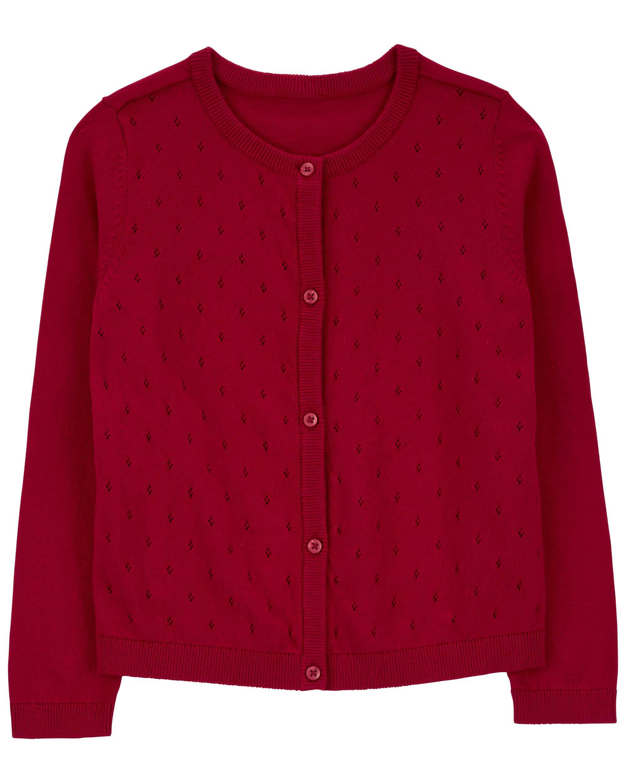 Red pointelle cardigan cheap