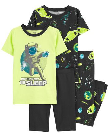 Kid 4-Piece Space 100% Snug Fit Cotton Pajamas, 