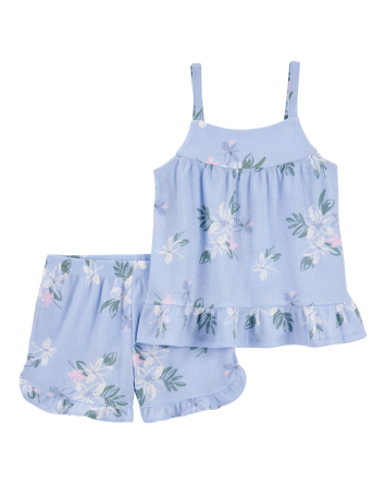 Girls 2-Piece Floral Loose Fit Pajamas, 