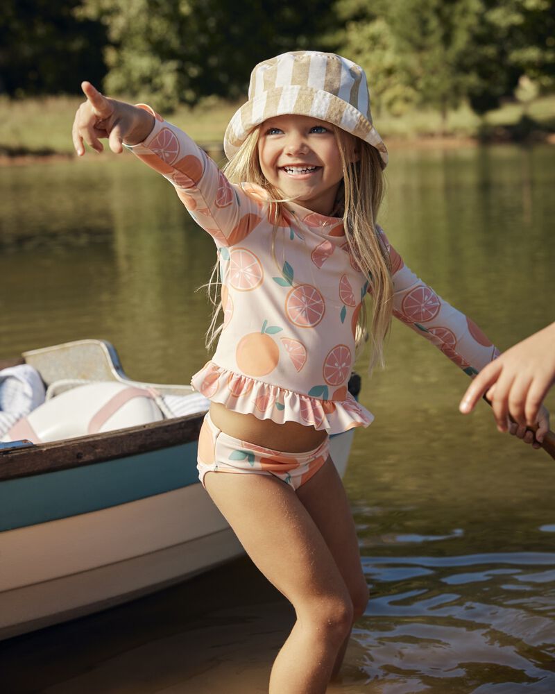 Toddler Girl 2-Piece Orange Slice Long-Sleeve Rashguard Set - Orange, image 3 of 4 slides