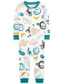 Multi - Toddler 1-Piece Space 100% Snug Fit Cotton Footless Pajamas
