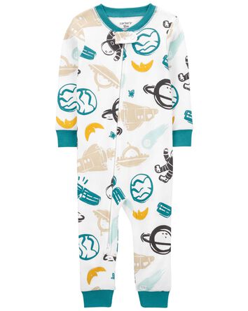 Toddler 1-Piece Space 100% Snug Fit Cotton Footless Pajamas, 