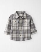 Baby Organic Cotton Herringbone Button-Front Shirt in Plaid, image 1 of 4 slides