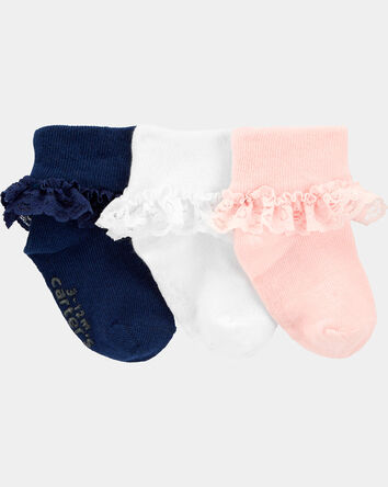 Baby Girl 3-Pack Lace Cuff Socks, 