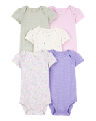 Baby 5-Pack Floral Polka Dot Short-Sleeve Bodysuits, image 1 of 7 slides