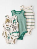 Jungle Animals, Striped - Baby 3-Pack Organic Cotton Bodysuits