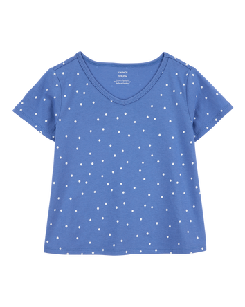 Kid Polka Dot Short-Sleeve Fashion Top - Blue, 