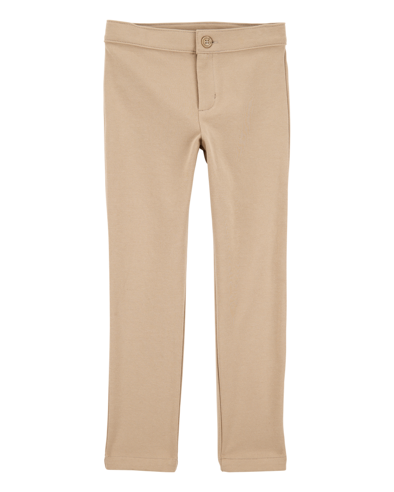 Kid Ponte Knit Uniform Pants - Khaki, image 1 of 4 slides
