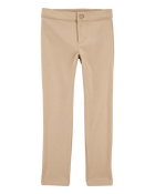 Kid Ponte Knit Uniform Pants - Khaki, image 1 of 4 slides