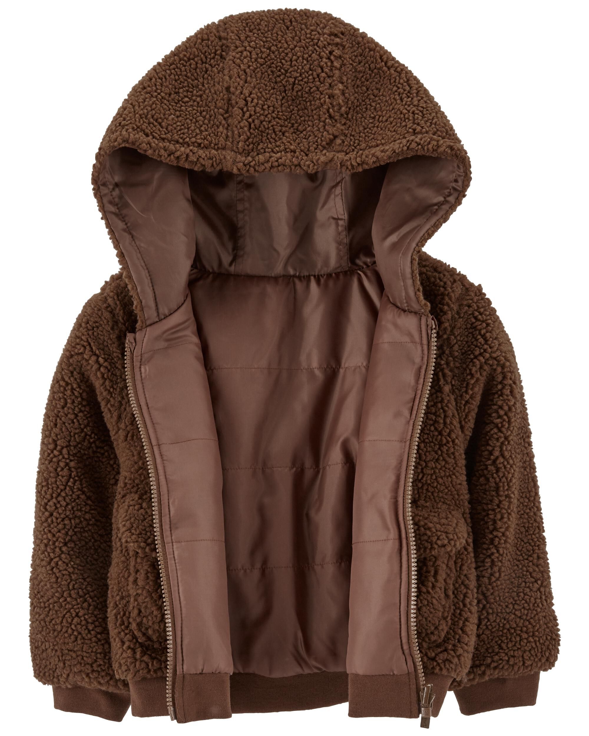 Brown Toddler Reversible Hooded Sherpa Jacket carters