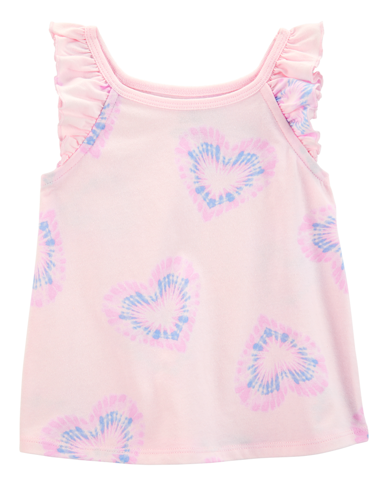 Toddler Tie-Dye Heart Flutter-Sleeve Tank - Pink/Purple, image 1 of 3 slides