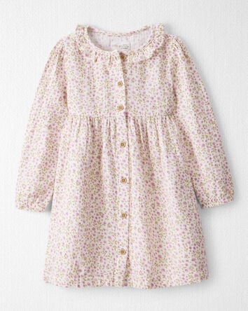 Toddler Girl Organic Cotton Dress in Botanic Muse Print, 