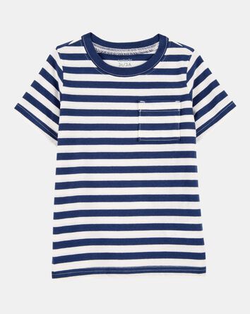 Baby Striped Short-Sleeve Pocket Tee - Navy, 