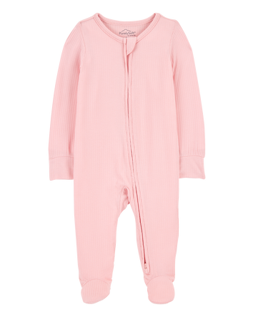 Baby Girl Solid 2-Way Zip PurelySoft Sleep & Play Pajamas - Pink, 