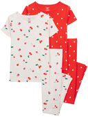 Red - Kid 4-Piece Cherry 100% Snug Fit Cotton Pajamas