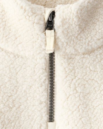 Baby Girl Sherpa Quarter-Zip Pullover Sweatshirt - Cream, 