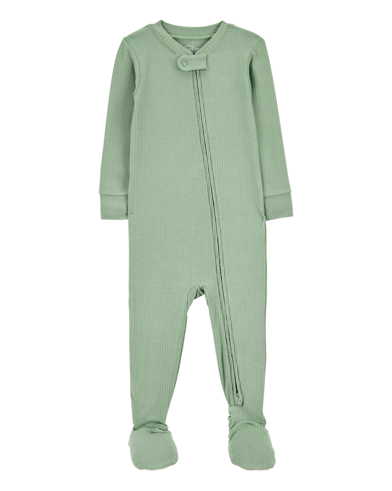 Baby Solid PurelySoft Footie 1-Piece Pajamas - Green, image 1 of 4 slides