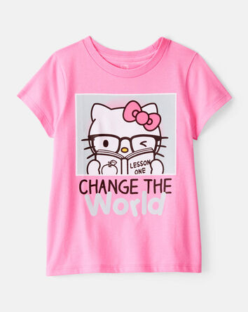 Kid Hello Kitty "Change The World" Short-Sleeve Graphic Tee - Pink, 