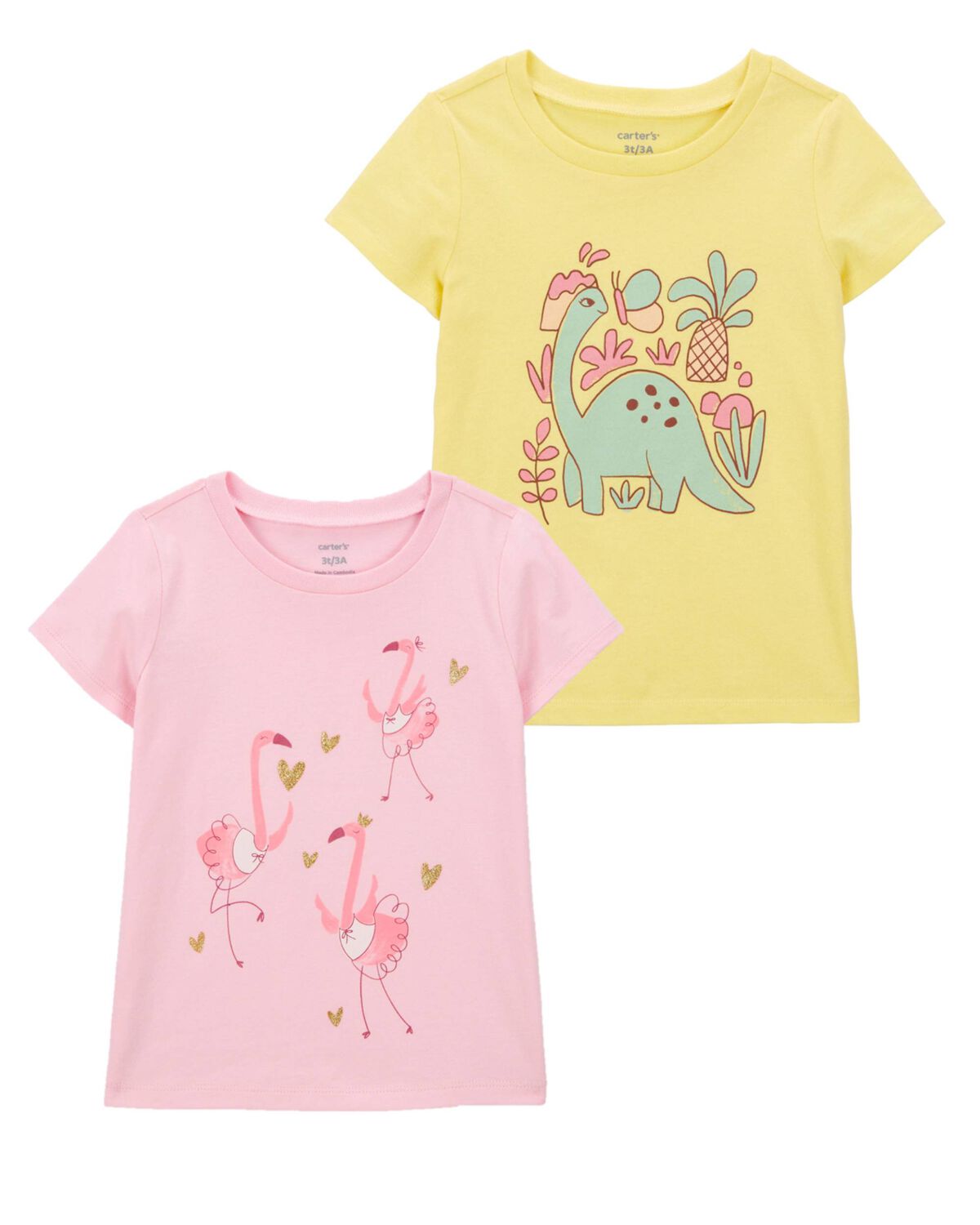 Toddler 2-Pack Dinosaur & Flamingo Graphic Tees