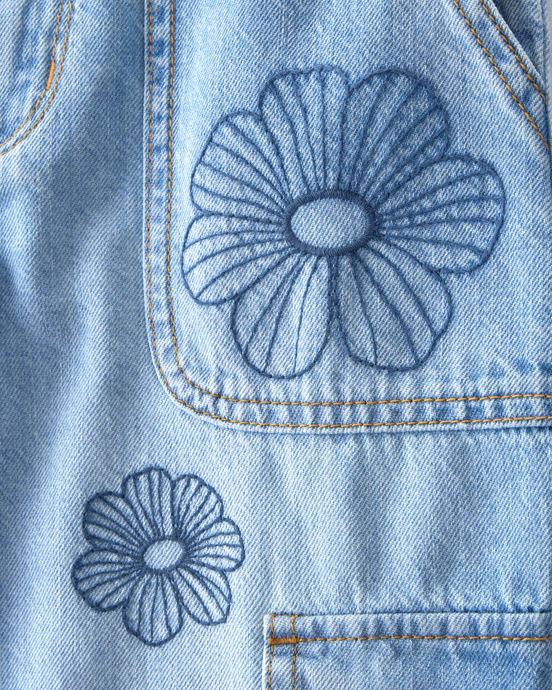 Girls High-Rise Denim Cargo Jeans - Blue, image 3 of 6 slides