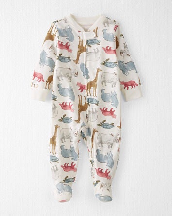 Baby Organic Cotton Sleep & Play Pajamas in Wildlife Animals, 