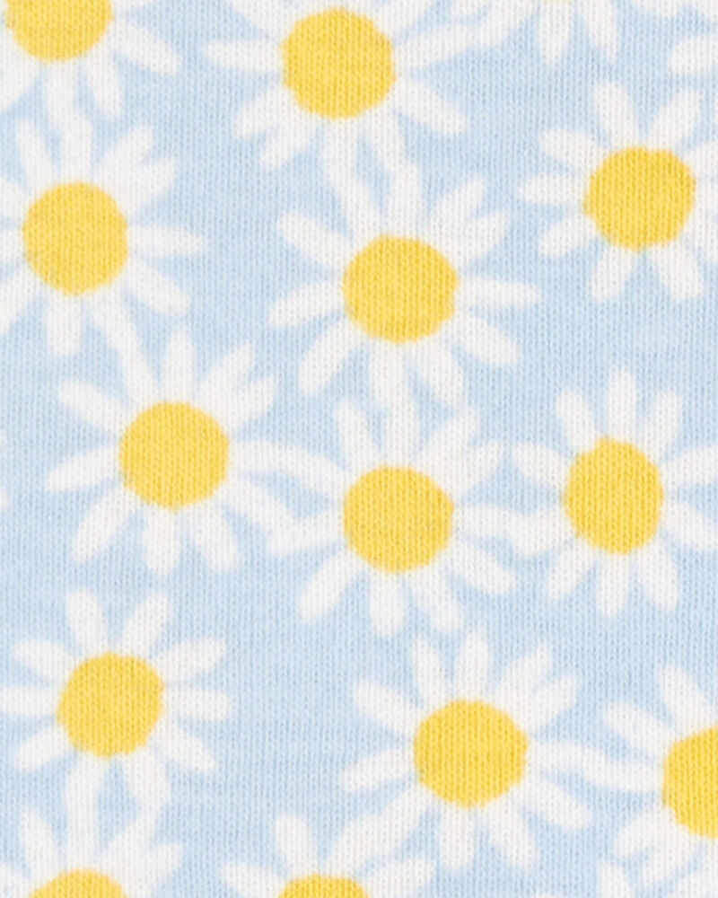 Toddler Daisy Floral Snug Fit Cotton 1-Piece Pajamas - Blue, image 2 of 4 slides