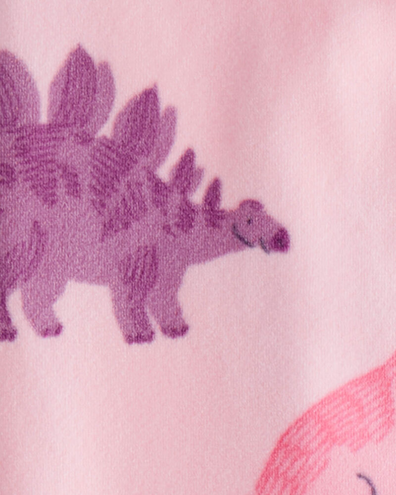 Baby Girl Dinosaur Loose Fit 2-Way Zip 1-Piece Pajamas - Pink, image 3 of 4 slides